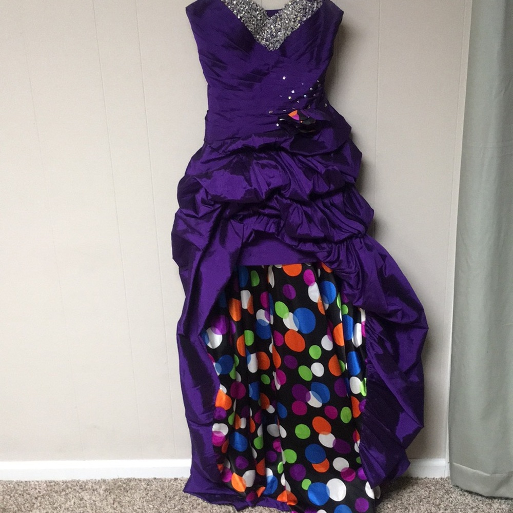 Purple high-low prom dress